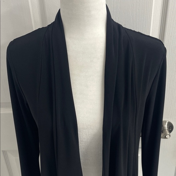 Joseph Ribkoff Elegant Fitted Black Cover Up Jacket Long Sleeves Lace Back Sz 10 - Picture 2 of 12